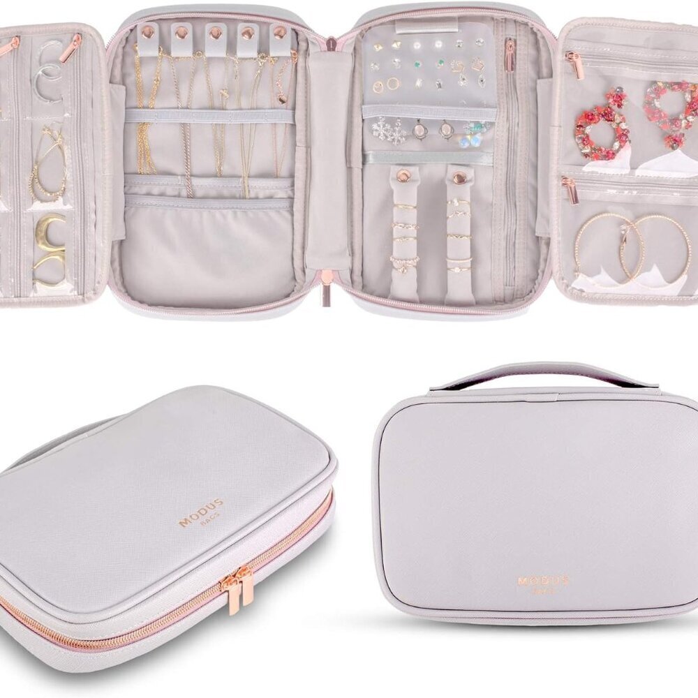 MODUS BAGS Travel Jewelry Organizer, Large Capacity Case for Tangle-Free Jewelry